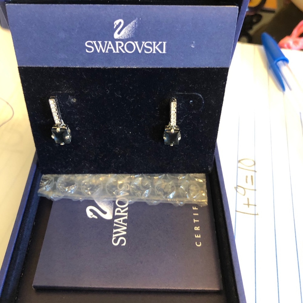 NWT SWAROVSKI LOCK PIERCED EARRINGS